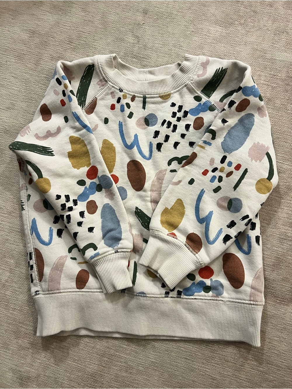 Hanna Andersson Cream Sweatshirt with Multicolor Abstract Print